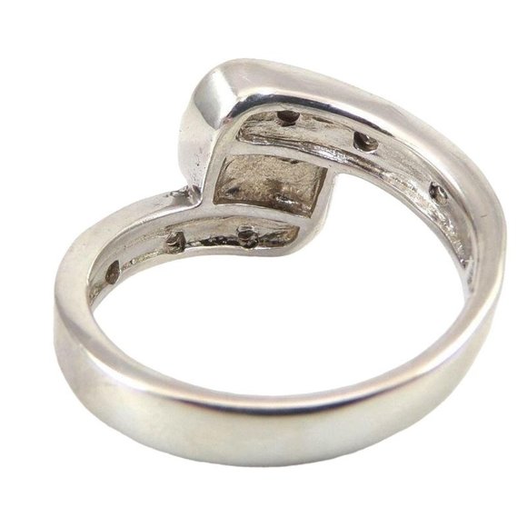 Sterling Silver Opal Clear CZ Crossover Bypass Ring Size 7.5 - Picture 3 of 5